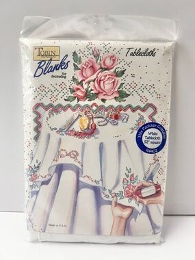 New Tobin Blanks for Decorating 52" Square Tablecloth Fabric Paint X-stitch